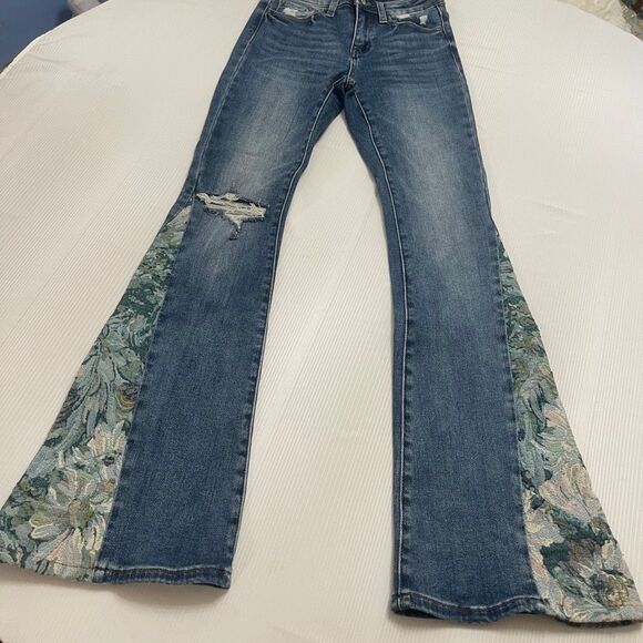 Vervet High Rise Hippie Boho Chic Wide Leg Flare Denim Jeans Size 24 - Picture 1 of 12